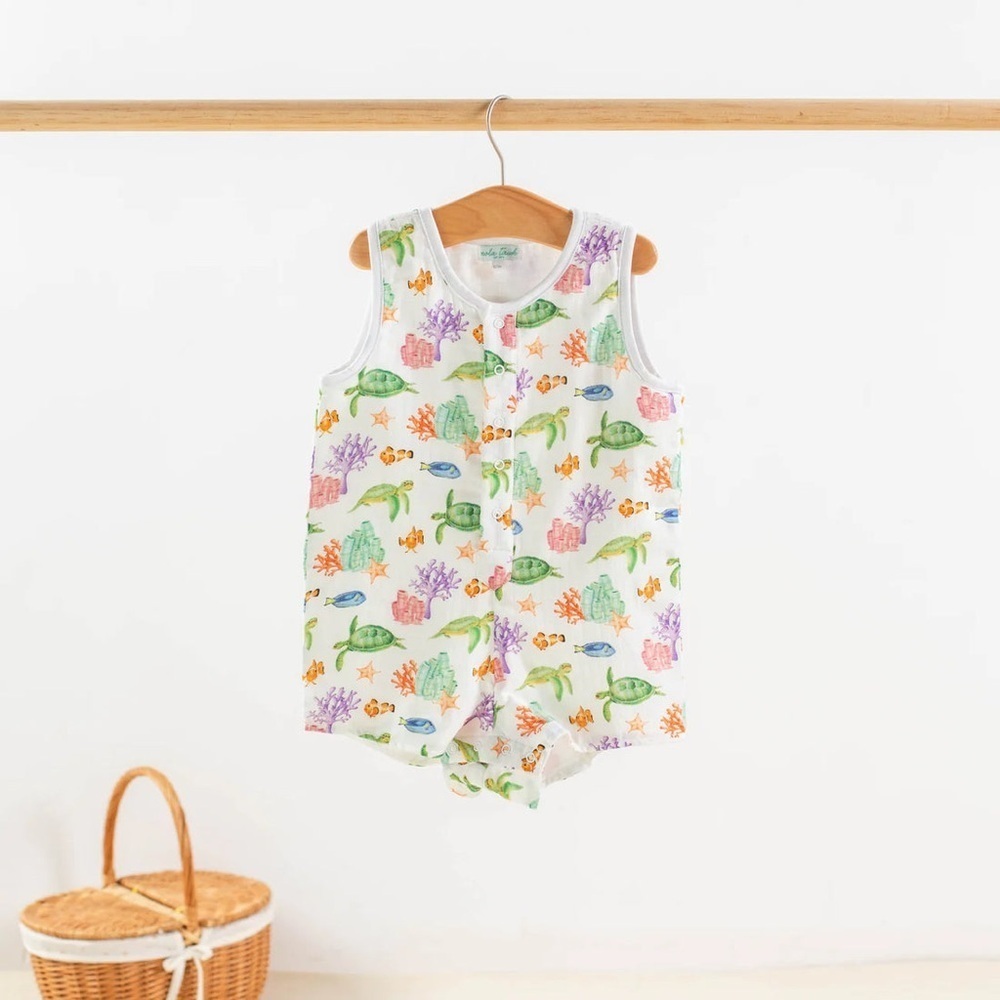 Nola Tawk Just Keep Swimming Organic Shortall in size 0 to 3 months